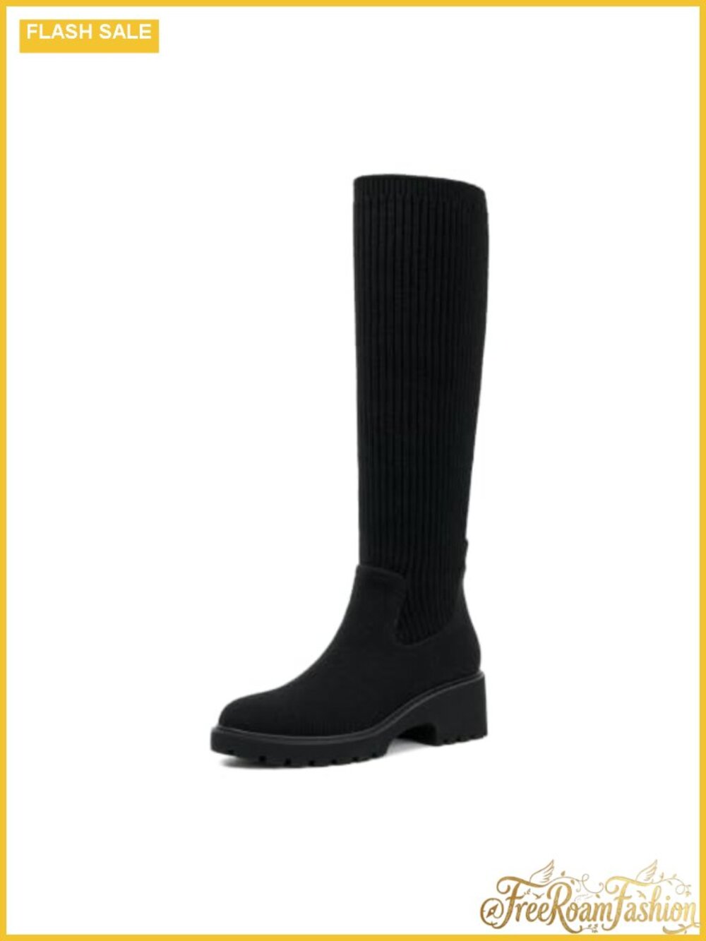 Women's Knee High Wedge Boots Round Toe Platform Tall Pull-On Comfort